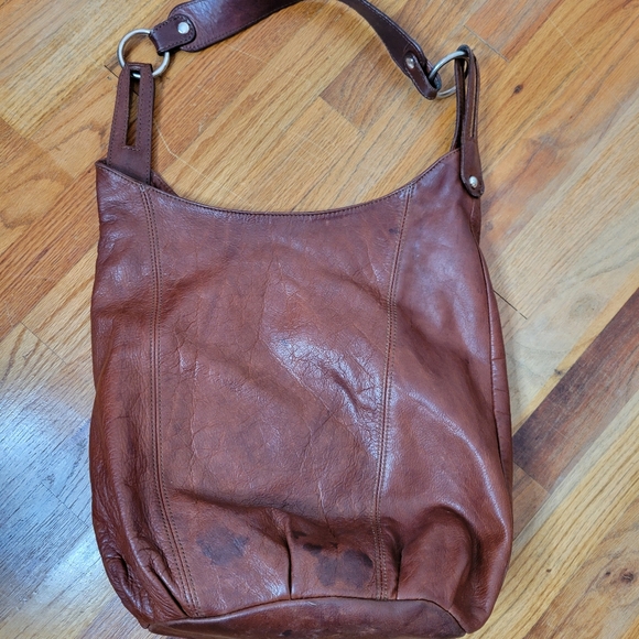 Vintage Brown Leather Shoulder Bag Purse Satchel - Picture 13 of 14